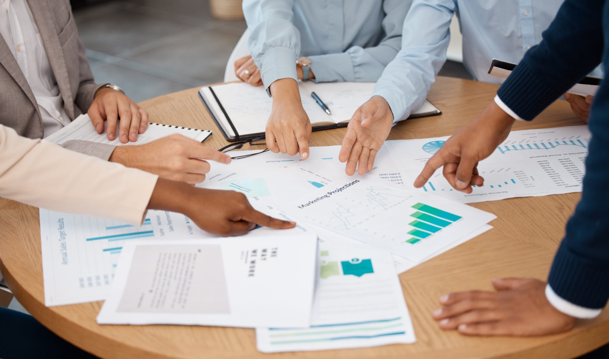 Collaboration data and hands of business people t